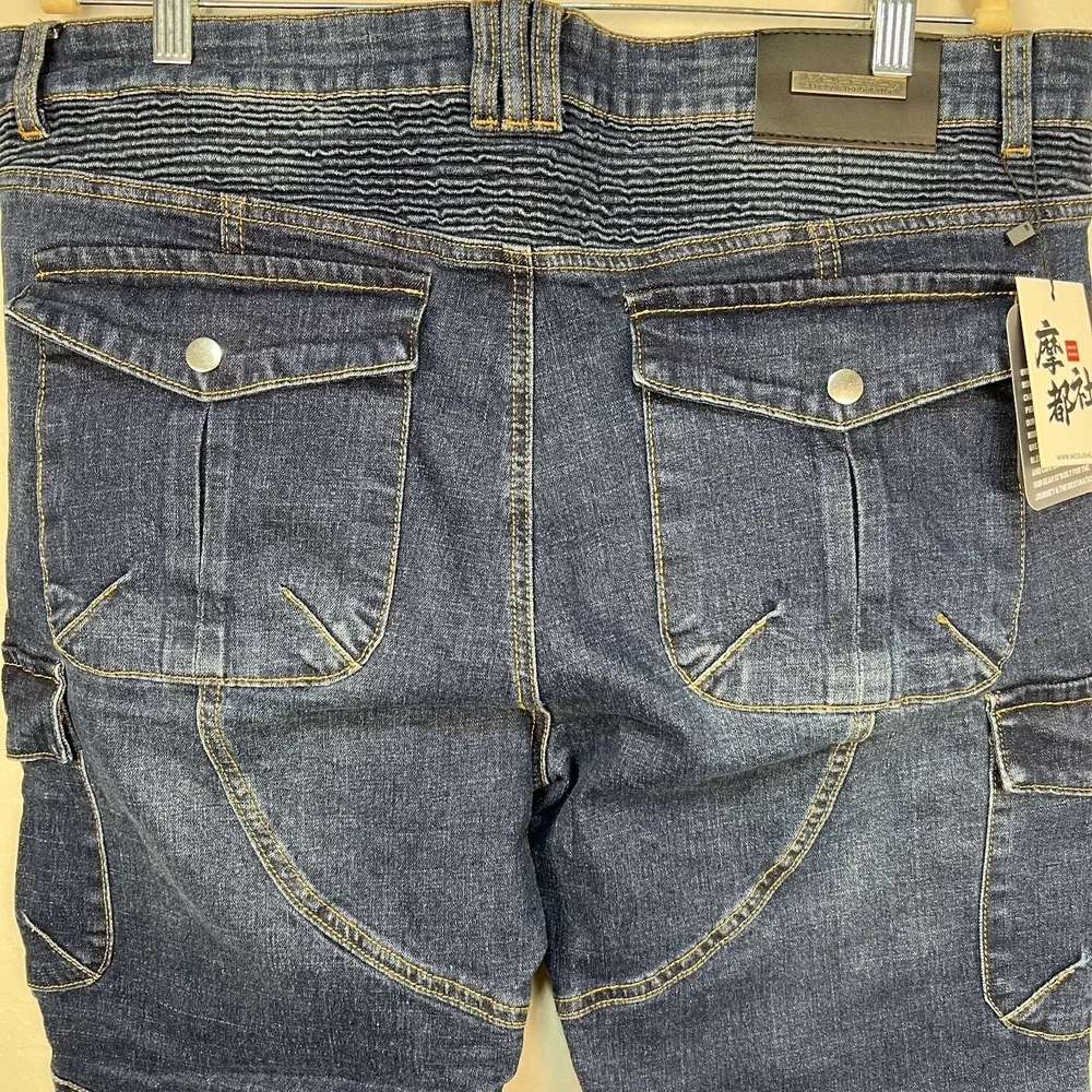 VOLERO Denim‎ Motorcycle Jeans Mens 38/31 EU 2XL Med Wash Deep Knee Pockets Moto